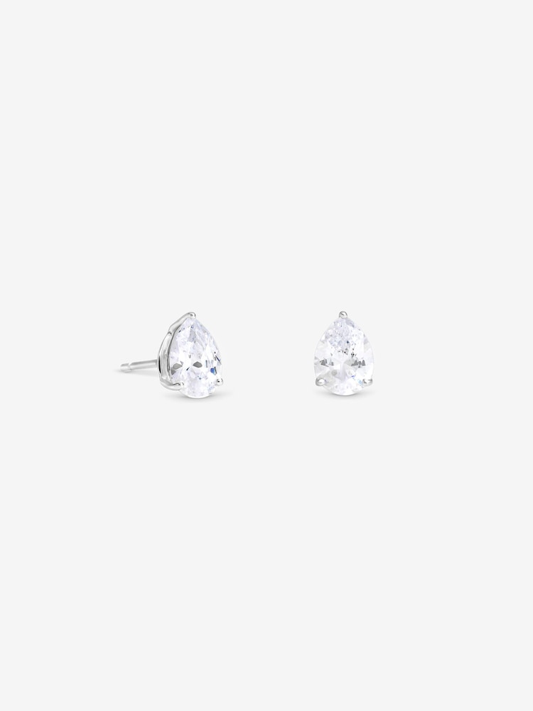 Simply Silver 925 Sterling Silver Pear Cut Stud Earrings - Image 1 of 1