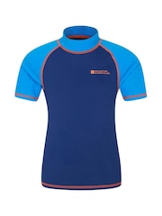 Mountain Warehouse Blue & Orange Short Sleeved Kids Rash Vest - Image 1 of 4