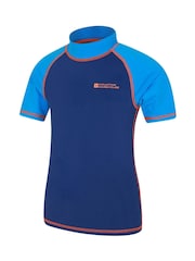 Mountain Warehouse Blue & Orange Short Sleeved Kids Rash Vest - Image 3 of 4