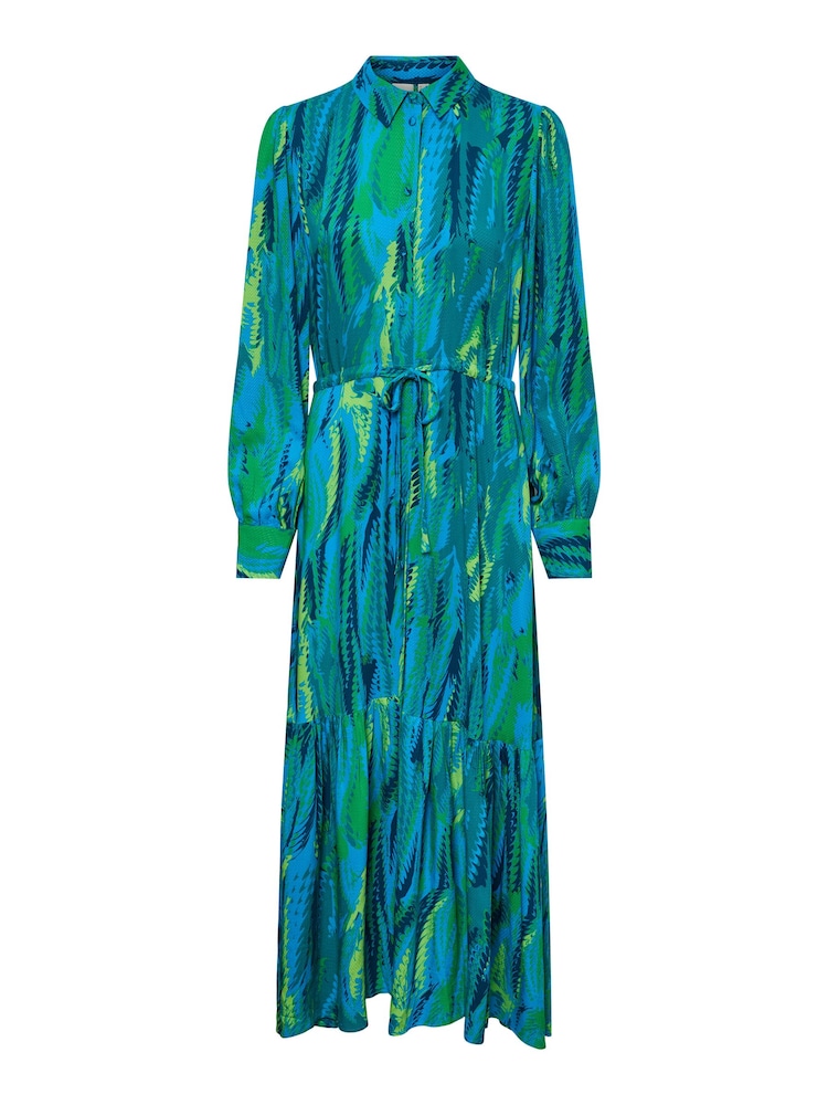 Y.A.S Blue Premium Printed Maxi Shirt Dress With Belt - Image 5 of 5 Y.A.S Blue Premium Printed Maxi Shirt Dress With Belt - Image 5 of 5