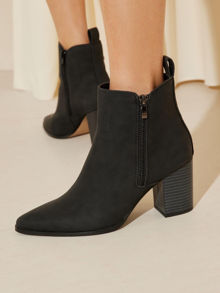 Friends Like These Black Side Zip Pointed Ankle Boot - Image 2 of 4
