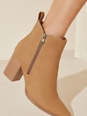 Friends Like These Brown Side Zip Pointed Ankle Boot - Image 2 of 4