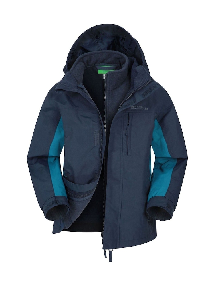 Mountain Warehouse Blue Cannonball 3 In 1 Kids Waterproof Jacket - Image 1 of 5