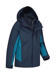Mountain Warehouse Blue Cannonball 3 In 1 Kids Waterproof Jacket - Image 3 of 5