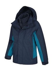 Mountain Warehouse Blue Cannonball 3 In 1 Kids Waterproof Jacket - Image 4 of 5
