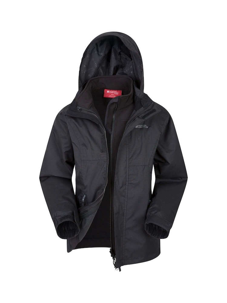 Черный - Детская непромокаемая куртка 3 в 1 Mountain Warehouse Bracken - Image 1 of 5