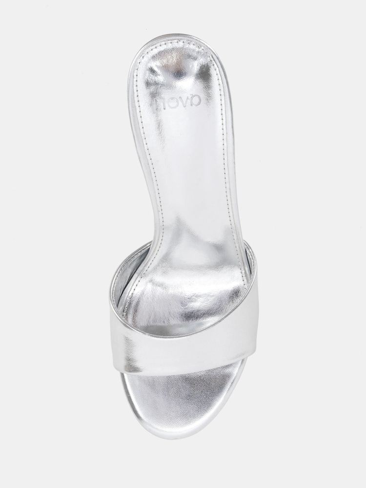 Novo Silver Rosie Heeled Mule Stiletto Sandals - Image 6 of 6 Novo Silver Rosie Heeled Mule Stiletto Sandals - Image 6 of 6