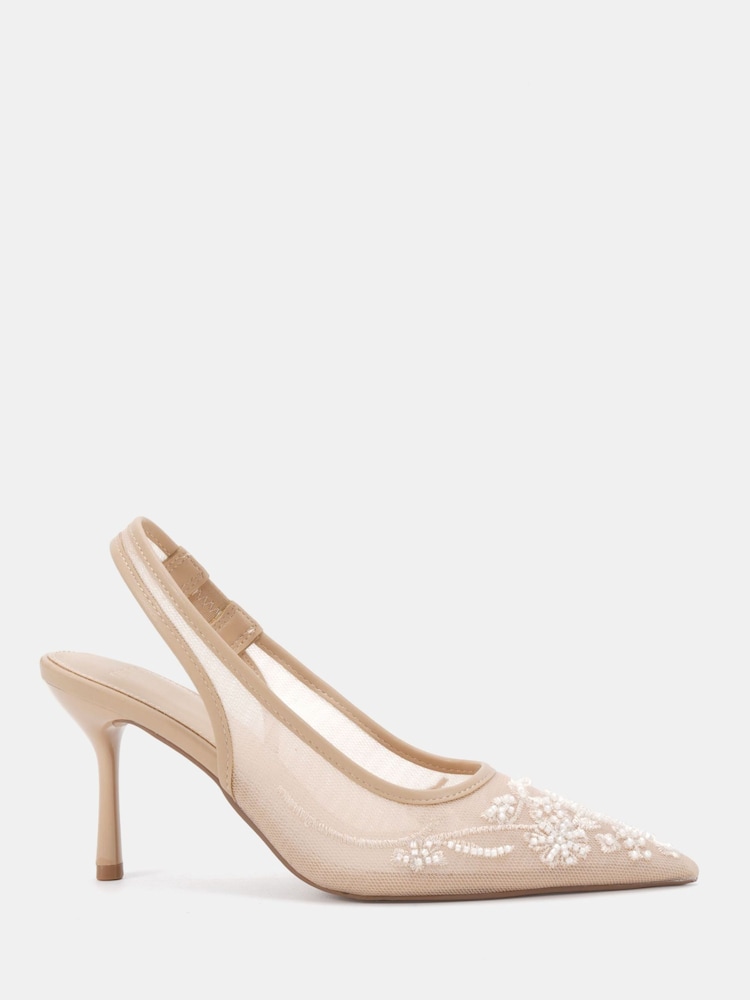 Novo Nude Raye Slingback Embellished Point Stiletto Court Shoes - Image 2 of 6 Novo Nude Raye Slingback Embellished Point Stiletto Court Shoes - Image 2 of 6