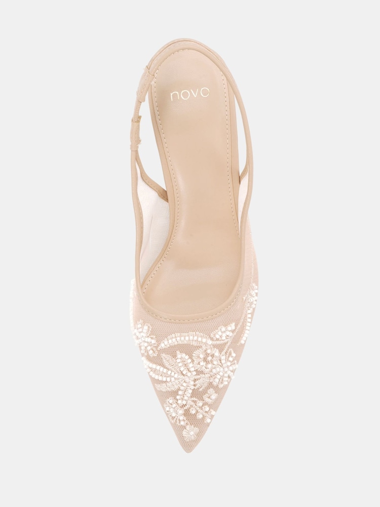 Novo Nude Raye Slingback Embellished Point Stiletto Court Shoes - Image 6 of 6 Novo Nude Raye Slingback Embellished Point Stiletto Court Shoes - Image 6 of 6