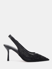 Novo Black Raye Slingback Embellished Point Stiletto Court Shoes - Image 2 of 6