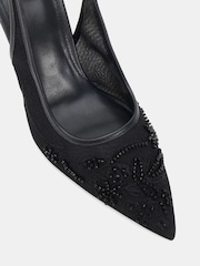 Novo Black Raye Slingback Embellished Point Stiletto Court Shoes - Image 5 of 6