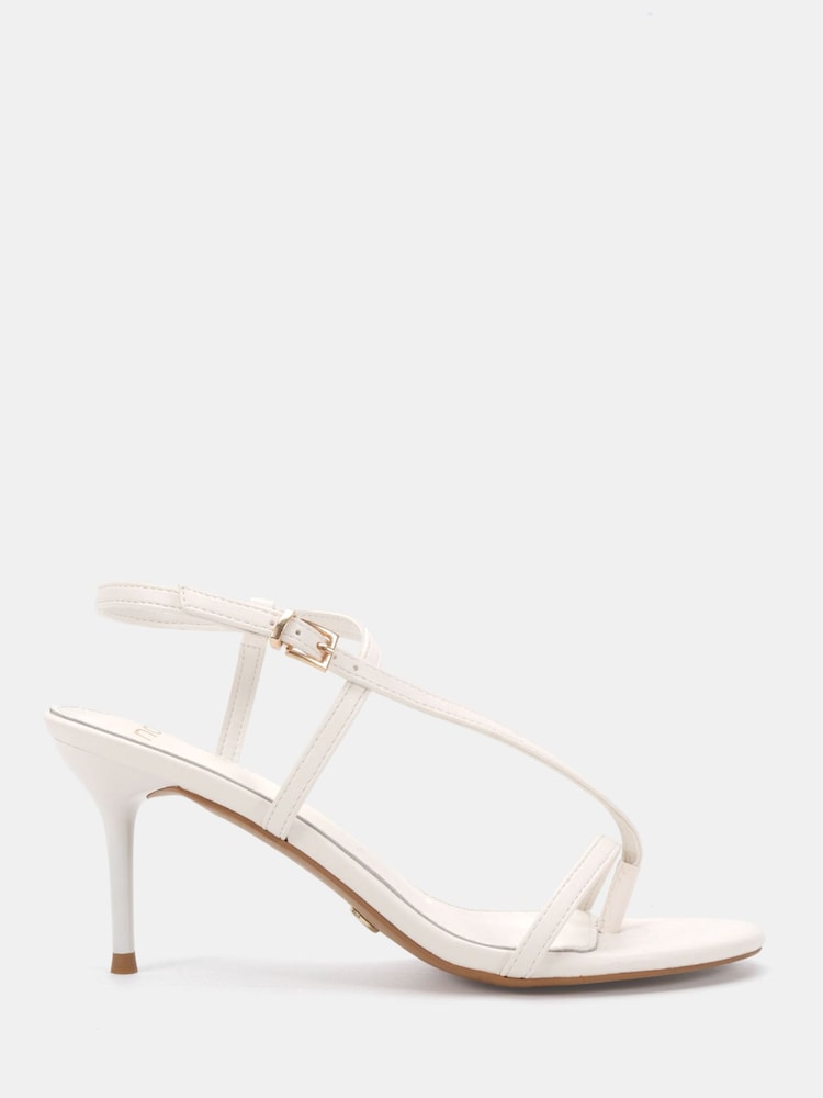 Novo White Rosselyn Mid Heel Strappy Stiletto Sandals - Image 1 of 5 Novo White Rosselyn Mid Heel Strappy Stiletto Sandals - Image 1 of 5