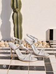 Novo Silver Rowan High Heel Strappy Stiletto Sandals - Image 1 of 6