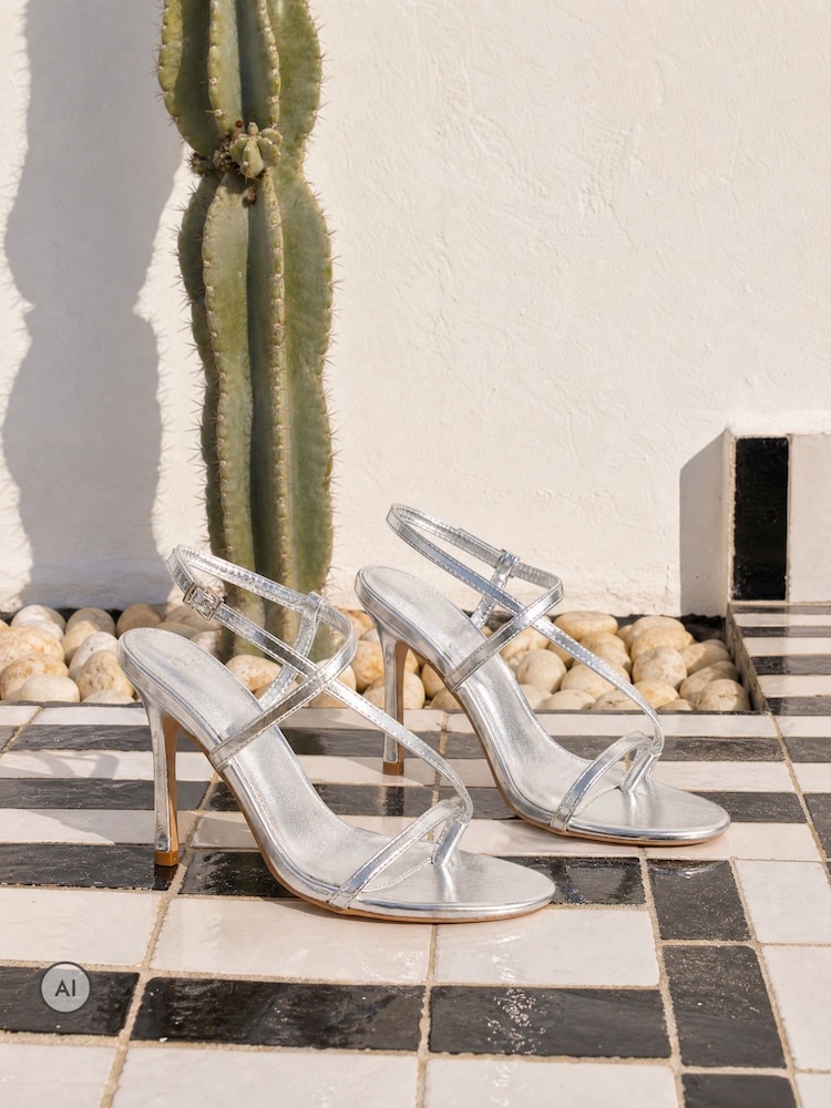 Novo Silver Rowan High Heel Strappy Stiletto Sandals - Image 1 of 6 Novo Silver Rowan High Heel Strappy Stiletto Sandals - Image 1 of 6
