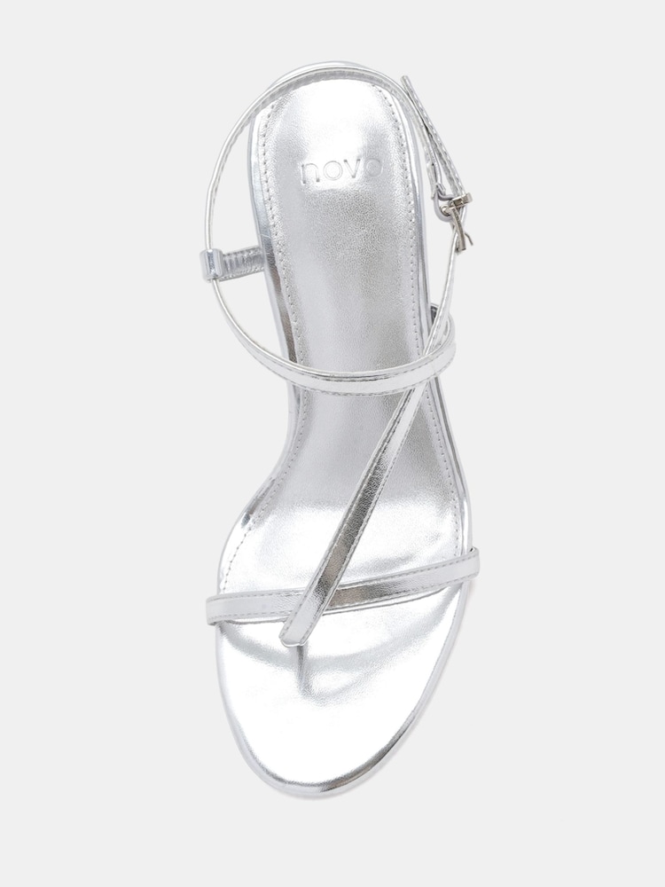 Novo Silver Rowan High Heel Strappy Stiletto Sandals - Image 6 of 6 Novo Silver Rowan High Heel Strappy Stiletto Sandals - Image 6 of 6