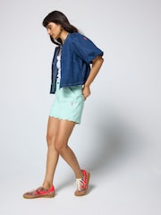 SCAMP & DUDE Green Scallop Denim Shorts - Image 2 of 4