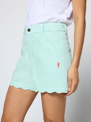 SCAMP & DUDE Green Scallop Denim Shorts - Image 3 of 4
