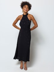 SCAMP & DUDE Jacquard Halter Neck Midi Dress - Bilde 1 av 6