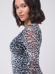 SCAMP & DUDE Grey Cheetah Mesh Midi Dress - Image 5 of 5