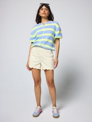 SCAMP & DUDE Yellow Scallop Denim Shorts - Image 1 of 4