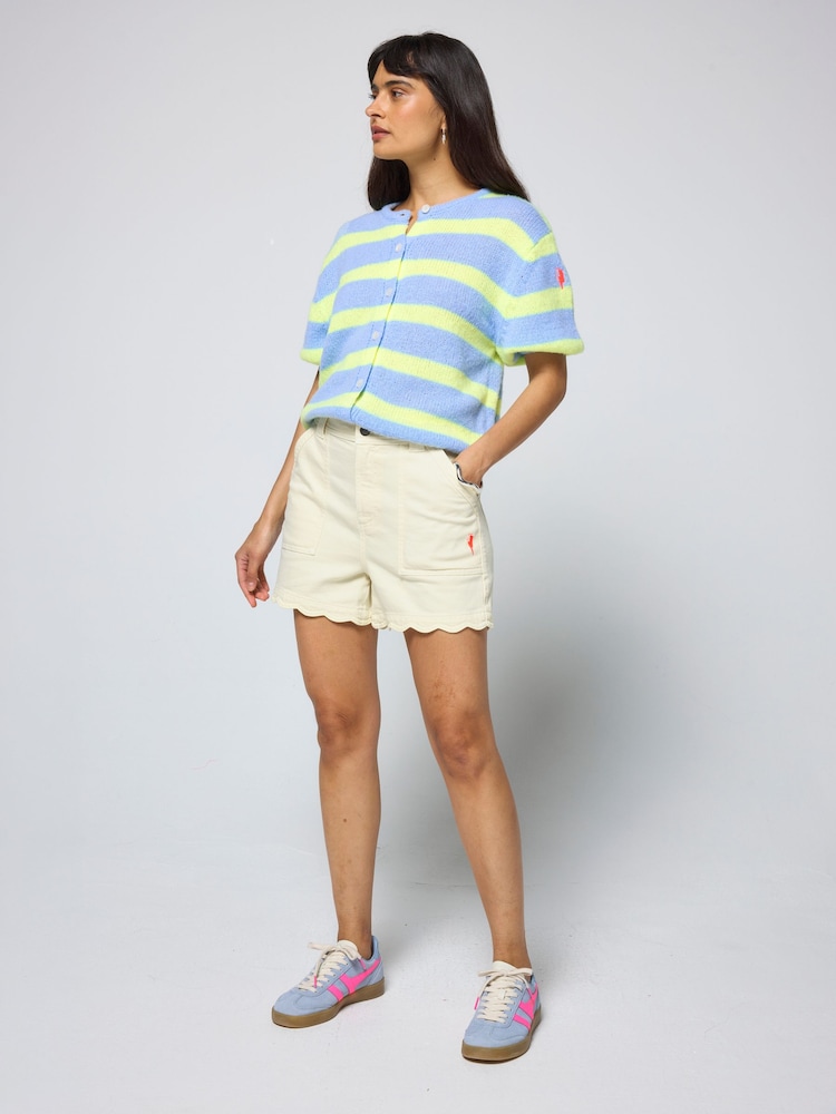 SCAMP & DUDE Yellow Scallop Denim Shorts - Image 4 of 4 SCAMP & DUDE Yellow Scallop Denim Shorts - Image 4 of 4