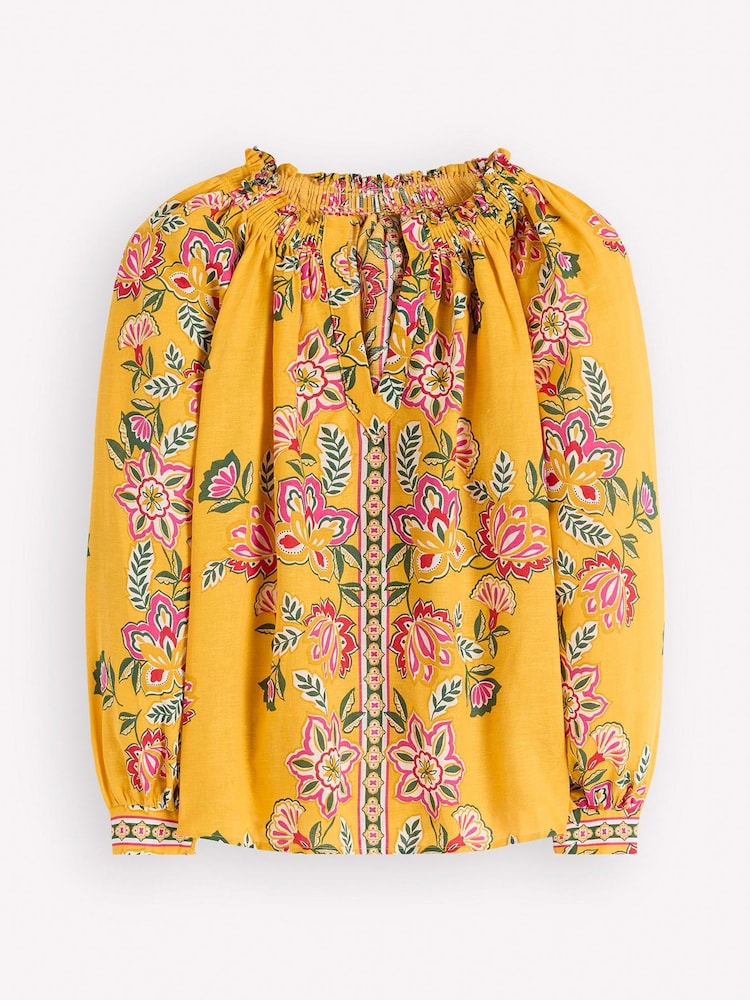 Boden Yellow Serena Linen Top - Image 1 of 1