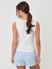 Threadbare Blue Cotton Vest & Flannel Shorts Pyjamas Set - Image 2 of 5