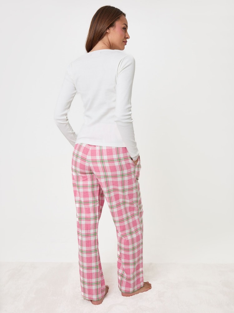 Threadbare Pink Cotton Top & Flannel Trouser Pyjamas Set - Image 2 of 5
