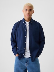 Синий - Gap Regular Fit Long Sleeve Oxford Shirt - Изображение 1 из 6