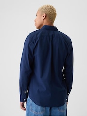 Синий - Gap Regular Fit Long Sleeve Oxford Shirt - Изображение 2 из 6