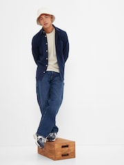Синий - Gap Regular Fit Long Sleeve Oxford Shirt - Изображение 4 из 6