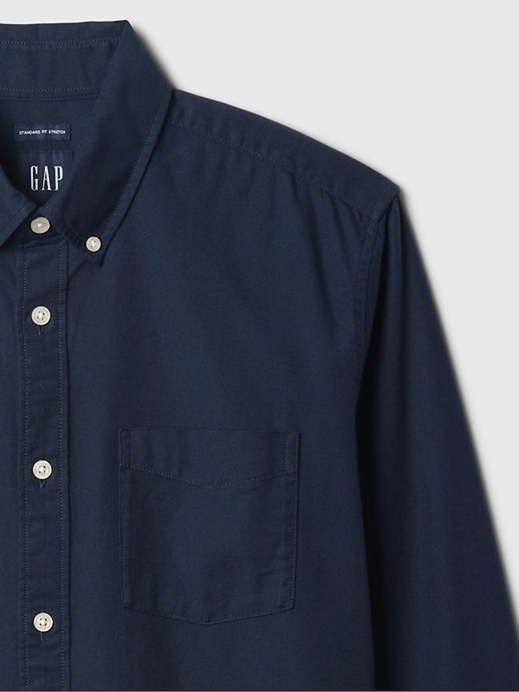 Синий - Gap Regular Fit Long Sleeve Oxford Shirt - Изображение 6 из 6