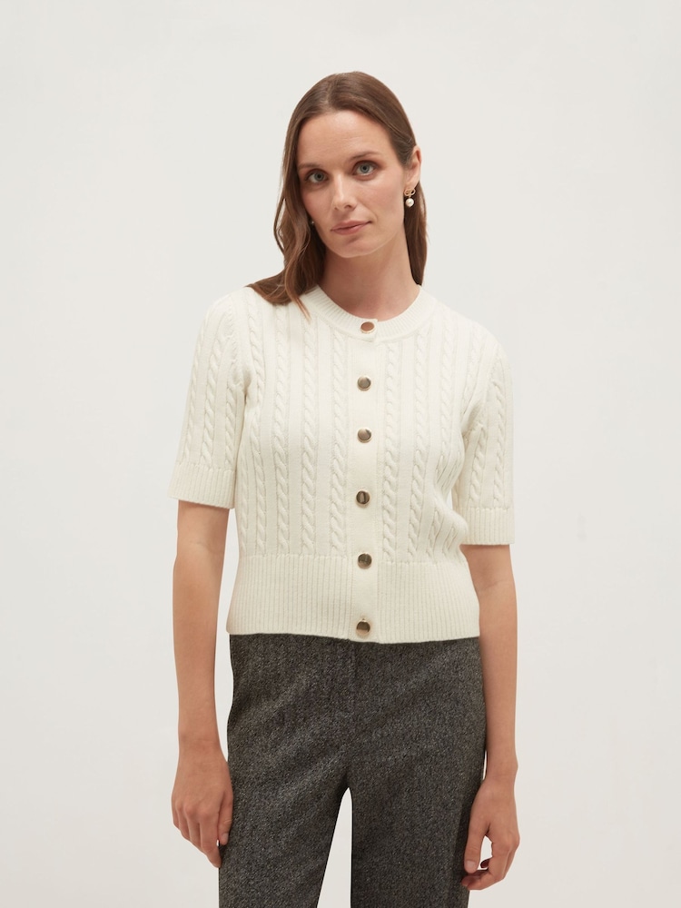 Hobbs White Losie Cable Cardigan - Image 1 of 6