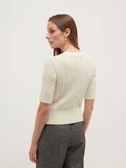 Hobbs White Losie Cable Cardigan - Image 2 of 6