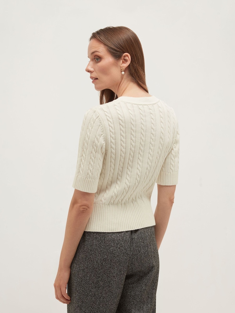 Hobbs White Losie Cable Cardigan - Image 2 of 6