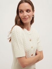 Hobbs White Losie Cable Cardigan - Image 3 of 6