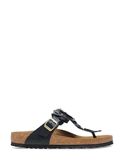 Birkenstock Black Gizeh Leather Flowers Sandals - Image 1 of 3
