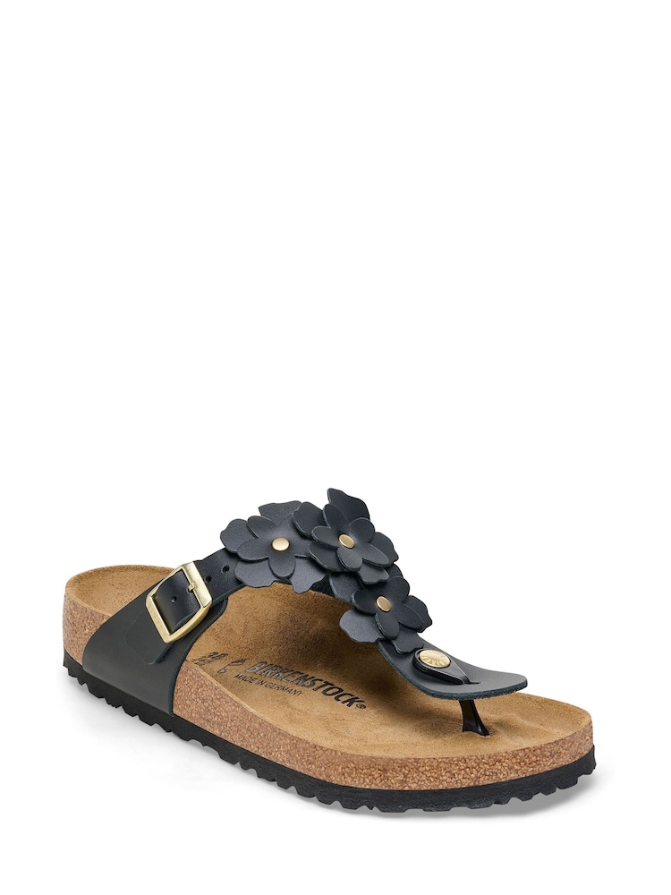 Birkenstock Black Gizeh Leather Flowers Sandals - Image 2 of 3
