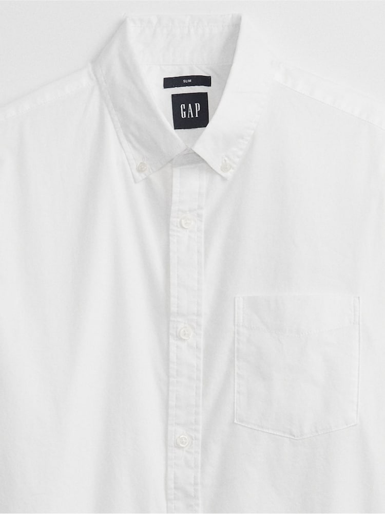 Gap White Slim Fit Stretch Shirt - Image 4 of 4