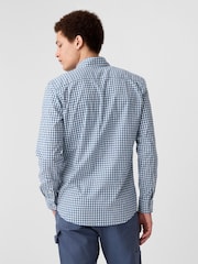 Gap Blue and White Gingham Slim Fit Stretch Shirt - Image 2 of 5