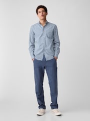 Gap Blue and White Gingham Slim Fit Stretch Shirt - Image 3 of 5