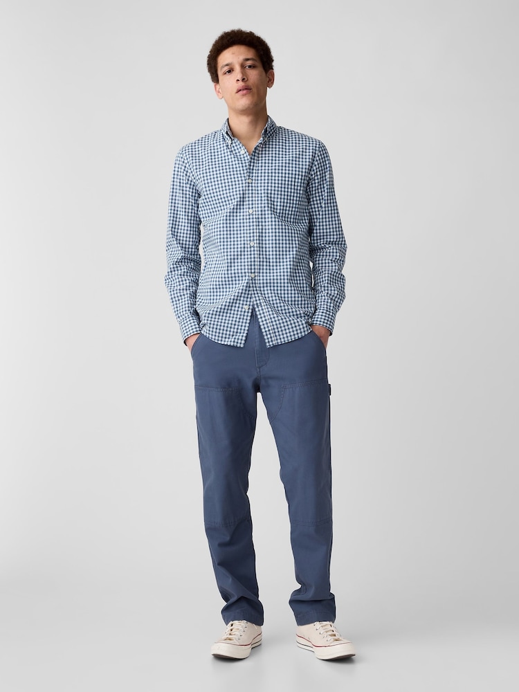 Gap Blue and White Gingham Slim Fit Stretch Shirt - Image 3 of 5