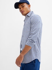 Gap Blue and White Gingham Slim Fit Stretch Shirt - Image 4 of 5