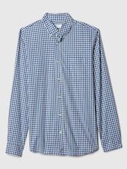 Gap Blue and White Gingham Slim Fit Stretch Shirt - Image 5 of 5
