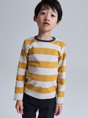 Polarn O. Pyret Yellow Long Sleeve Top Striped T-Shirt - Image 1 of 2