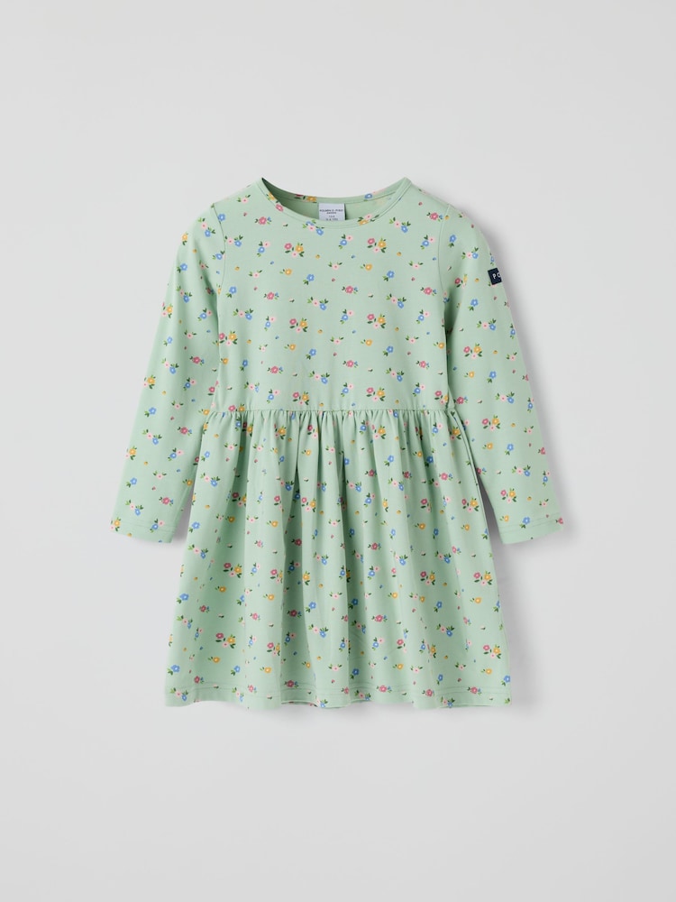 Polarn O. Pyret Green Long Sleeve Floral Dress - Image 1 of 3