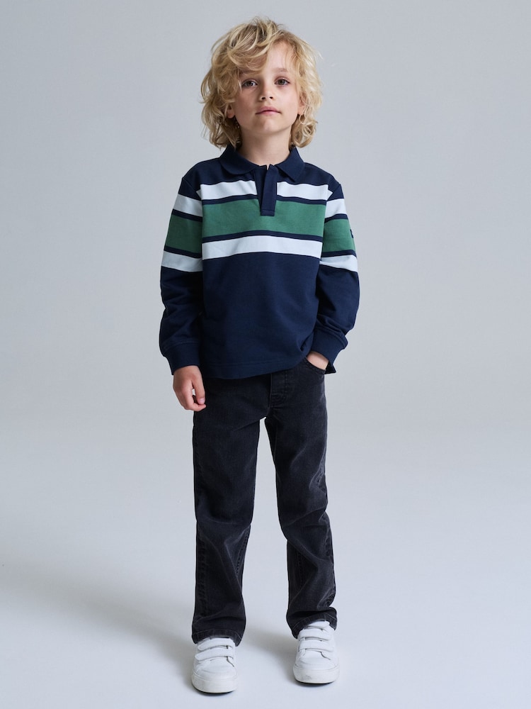Polarn O. Pyret Blue Long Sleeve Rugby Top - Image 1 of 3 Polarn O. Pyret Blue Long Sleeve Rugby Top - Image 1 of 3