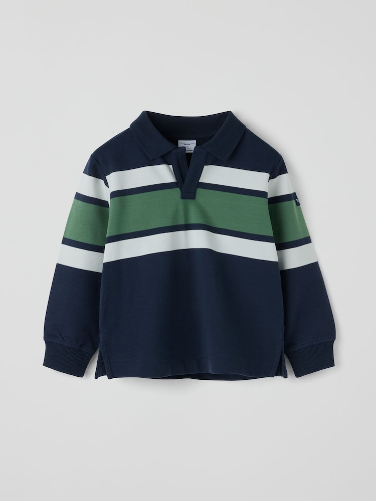 Polarn O. Pyret Blue Long Sleeve Rugby Top - Image 2 of 3 Polarn O. Pyret Blue Long Sleeve Rugby Top - Image 2 of 3