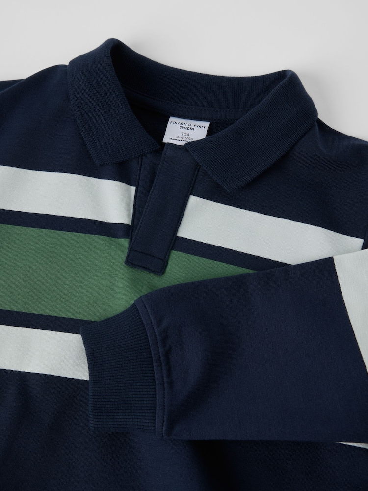 Polarn O. Pyret Blue Long Sleeve Rugby Top - Image 3 of 3 Polarn O. Pyret Blue Long Sleeve Rugby Top - Image 3 of 3