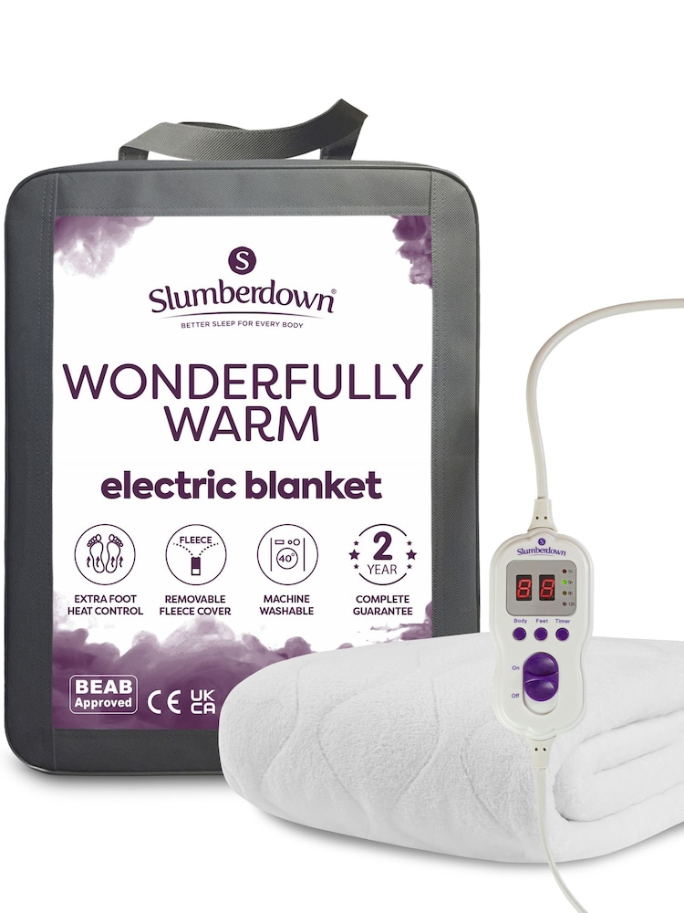 Slumberdown White Electric Blanket 9 Heat Settings With Timer - Image 8 of 8